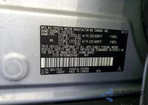 2022 Toyota Rav4 Le z USA, uszkodzony, nr VIN 2T3F1RFV5NW284887